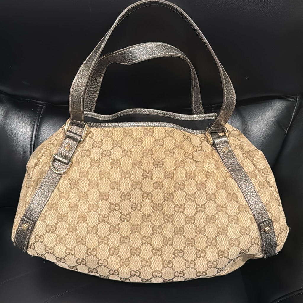 Authentic Gucci Gg Canvas Abbey Tote Shoulder Handbag Bag